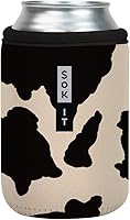 Vista 1 de Sok It Can Sok - Funda de neopreno aislada para cerveza y soda (estampado de vaca, funda para lata de 12 onzas)