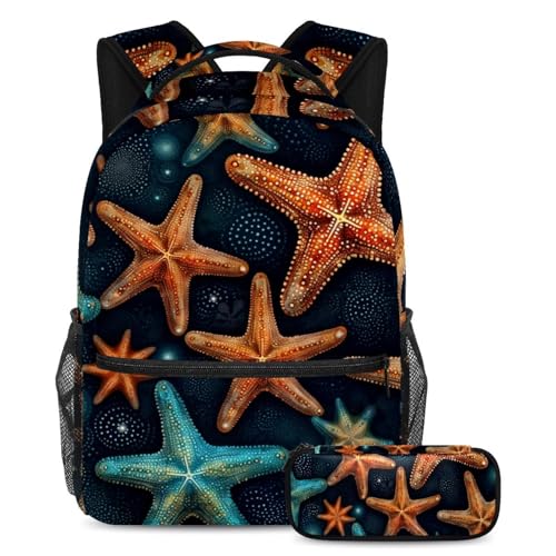Sac à dos esthétique motif étoile de mer pour le collège et les sorties de week-end