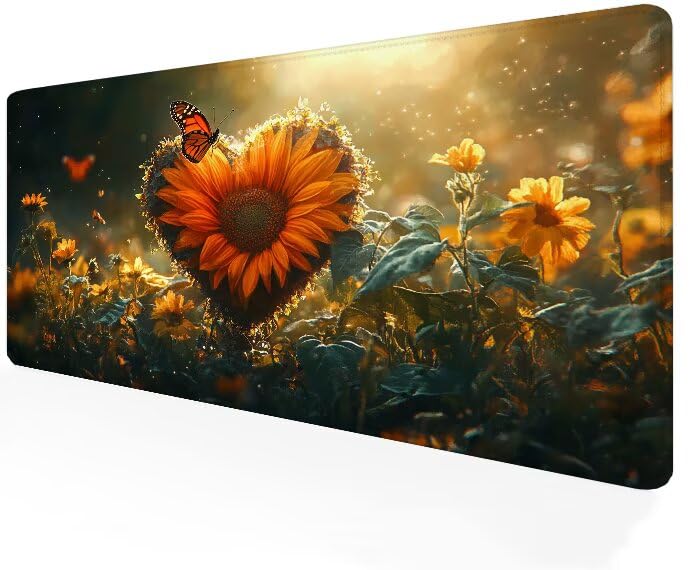 Tapis de souris gamer 700x400mm jaune XXL grand format tournesol pour bureau