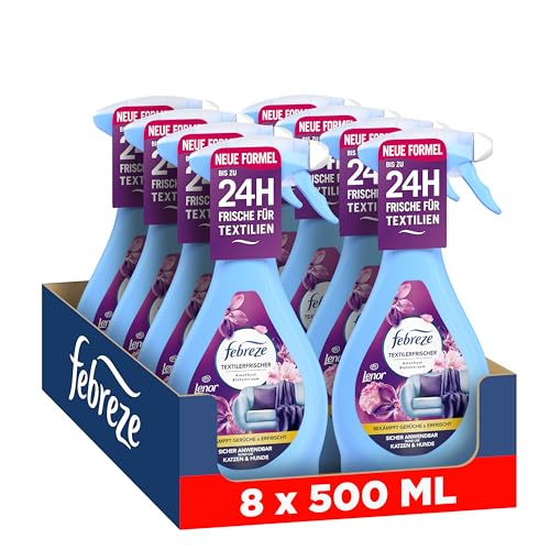 Febreze Textilerfrischerspray 8x500 ml Lenor Amethyst Blütentraum Mit FrischeLuft-Technologie Bekämpft Selbst In Textilien Festsitzende Gerüche Und Hinterlässt Einen Frischeduft