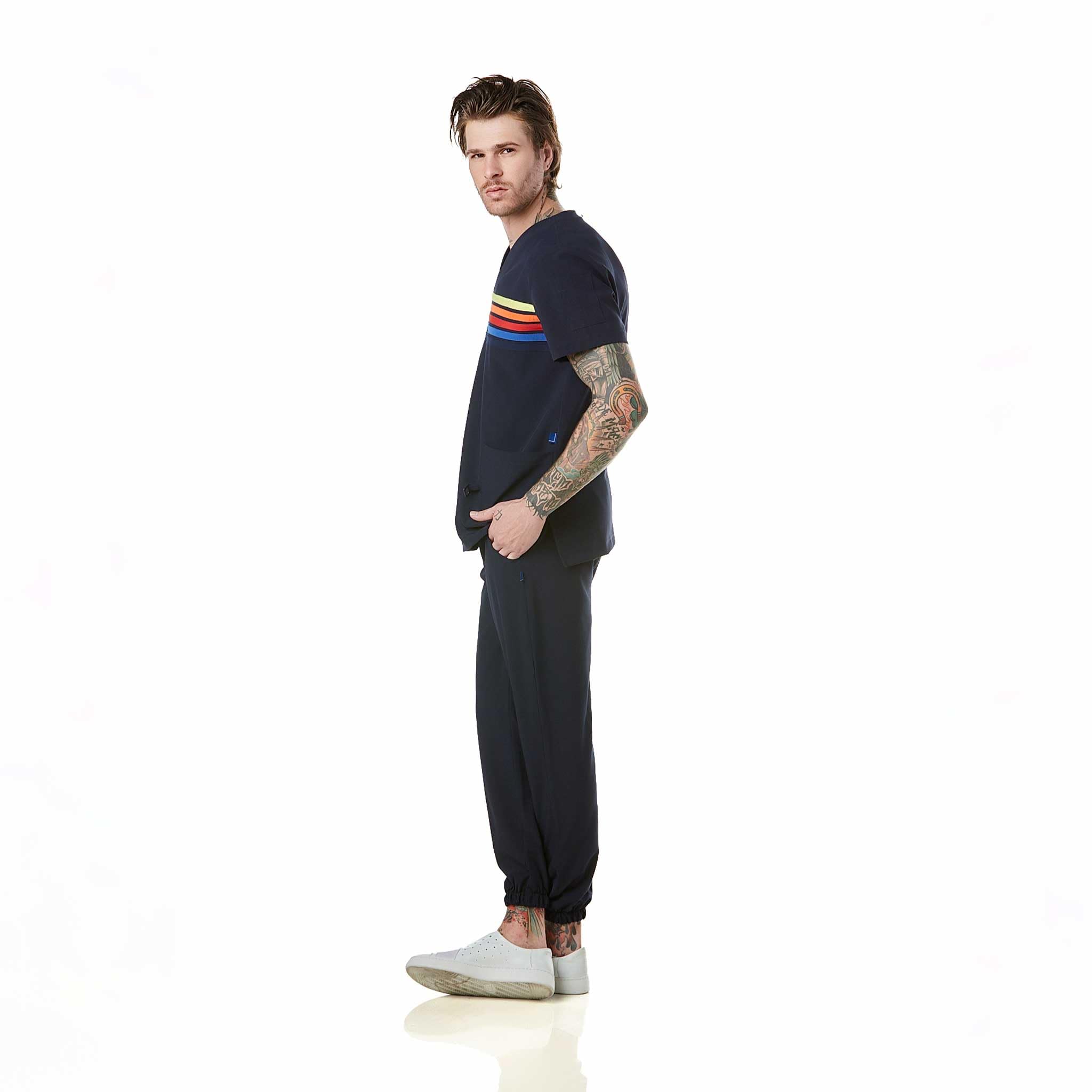 GALLANTDALE Uniforme Médico con Casaca y Pantalón para Hombre, Pijama Médica Hombre, Scrub Quirúrgico, Esterilizable, Reusable - Amalfi