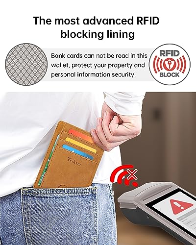 Image of Teskyer Slim Minimalist Wallet for Men, RFID Front Pocket Card Holder | Ultra Slim Front Pocket Design, 8 Card Slots, RFID Protection, Smooth Faux Leather for Everyday Carry