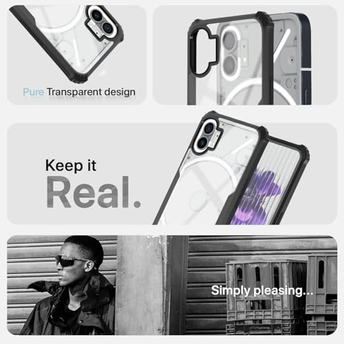 Image of Pikkme Back Cover for Nothing Phone 1 | Ultra Hybrid Shockproof Case | Full Camera Protection | Raised Edges | Clear Transparent Bumper Case (Black)