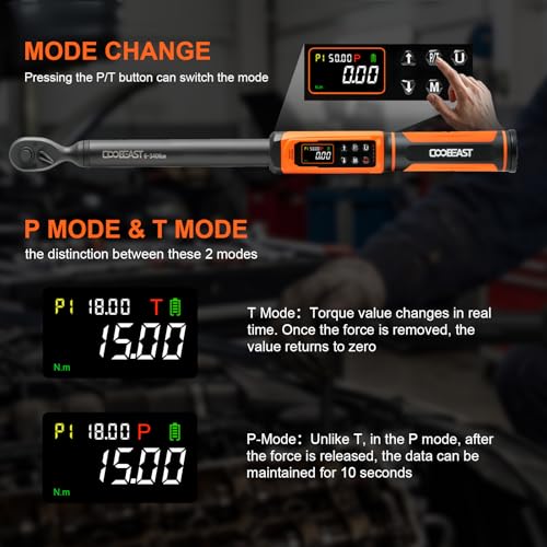 Image of Coobeast Digital Torque Wrench 1 /2 Drive, Adjustable Electric Torque Wrench Tool Set, Preset Value(3.76-250.8 Ft.lbs. /5.1-340Nm), Buzzer and LED Alert, Adapter&Extension Bar for Bike Motorcycle(Black)