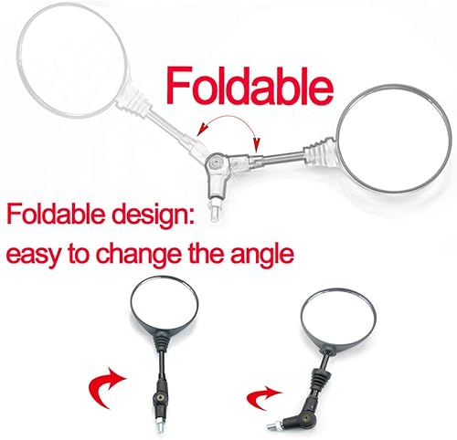 Miniatura 2 de evomosa Espejos laterales retrovisores para motocicleta, espejos redondos plegables de 0.315 in/0.394 in, espejo retrovisor universal plegable para