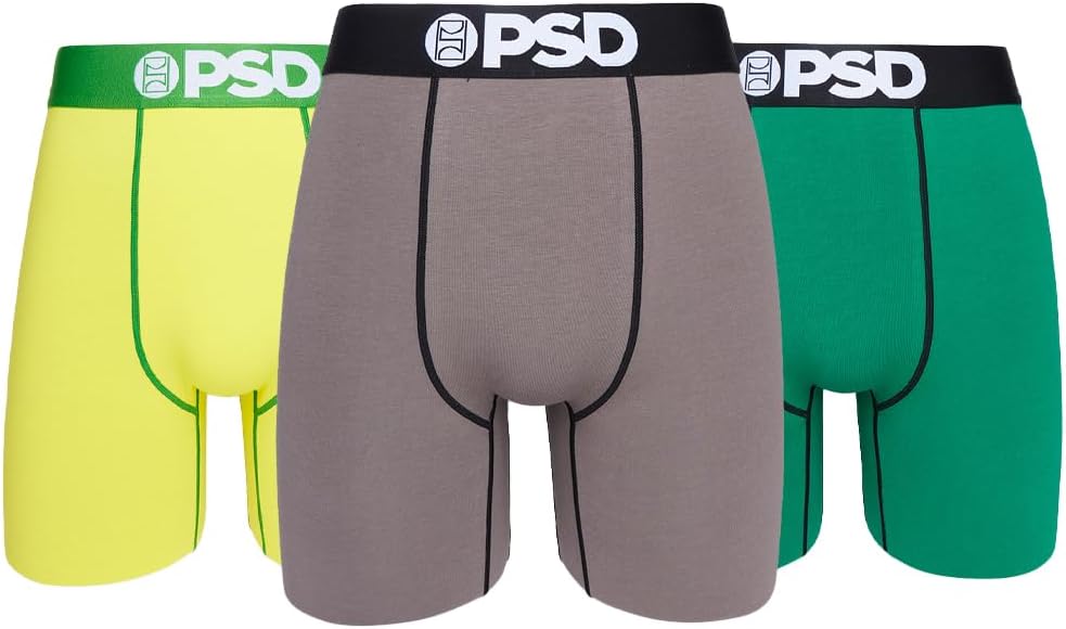 PSD Underwear Mens Boxer Briefs - 6 Pack Boxer Briefs, Standard & Mid Length, Soft & Breathable Boxer Briefs for Men