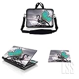 LSS 17-17.3' Laptop & MacBook PRO Sleeve Bag with Matching Laptop Skin Sticker & Mouse Pad Combo | Carrying Case for 16' 17' 17.3' 17.4' - Flying Dragon