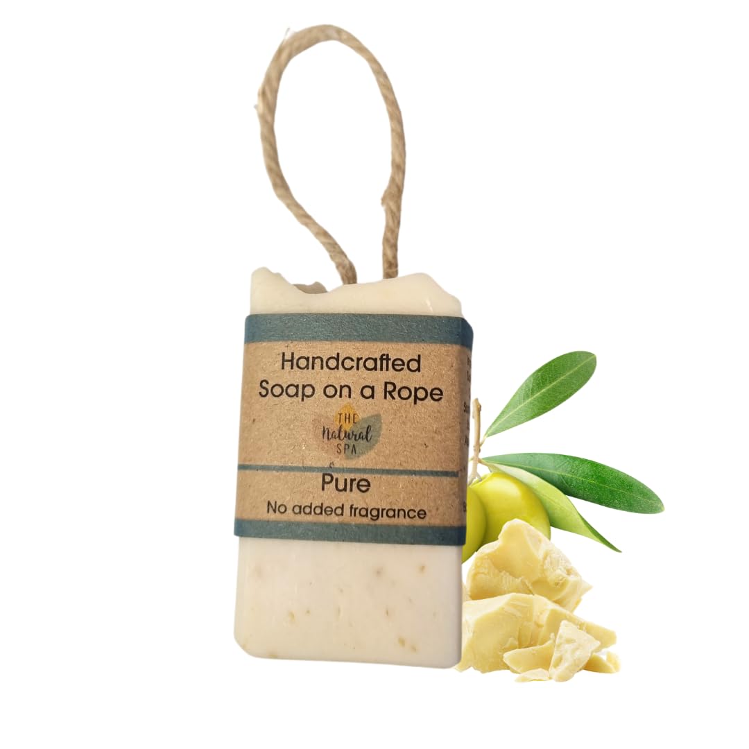 Soap on a Rope - Pure - Plastic Free - Vegan - Palm Free Handmade in Devon uk - The Natural Spa Natural soap bar for Men and Women