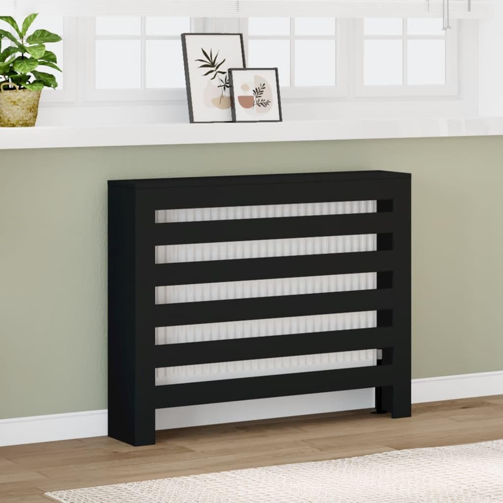 vidaXL Radiatorombouw Zwart Eiken 104 x 20 x 82 cm Gelaagd Hout Modern