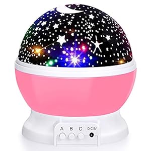 Star Night Light Projector, Baby Lights with 4 LED Bulbs 8 Light Color Changing with USB Cable 360 Degree Romantic Room Rotating Star Projector for Baby Kid Children Bedroom Decor