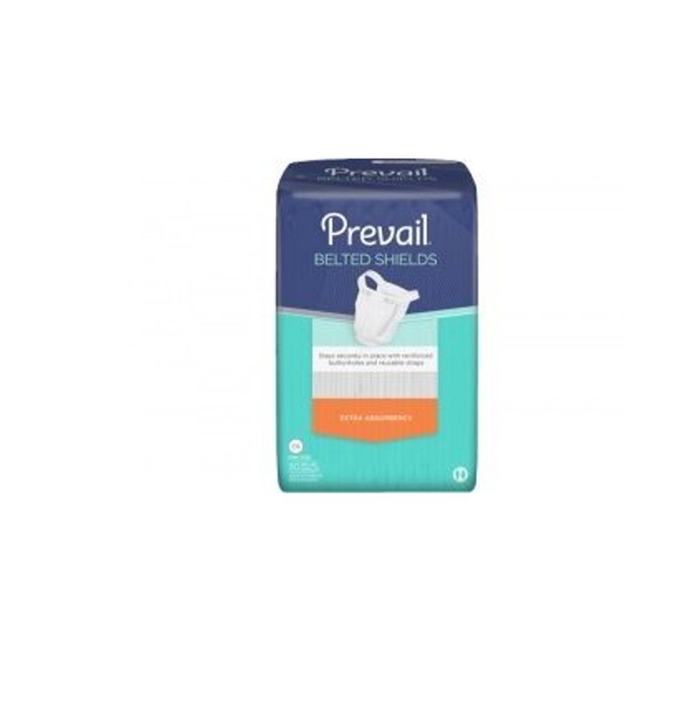 Prevail Belted Shields Adult Incontinence Bladder Control Pad, Moderate Absorbency Leak Protection, Unisex for Women and Men(120 Count)