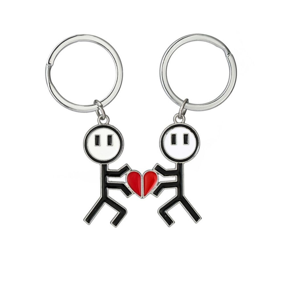 Generic PACK 2 llaveros para parejas o amigos. Regalo original para aniversario, san valentin, cumpleaños. Llaveros encajables. Llaveros originales. Llavero puzle, corazón, dedos divertidos