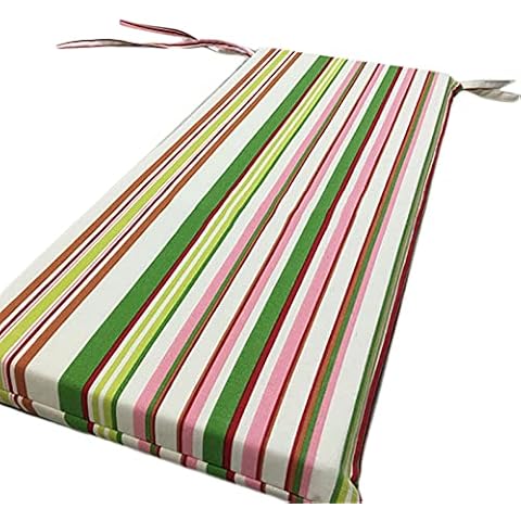 2 3 Seater Garden Bench Cushion Indoor Outdoor Canvas Stripes High Rebounce Long Wooden Dining Bench Pads with Fixing Ties Supple Furniture Mat (B,30 * 80 * 3) Cover