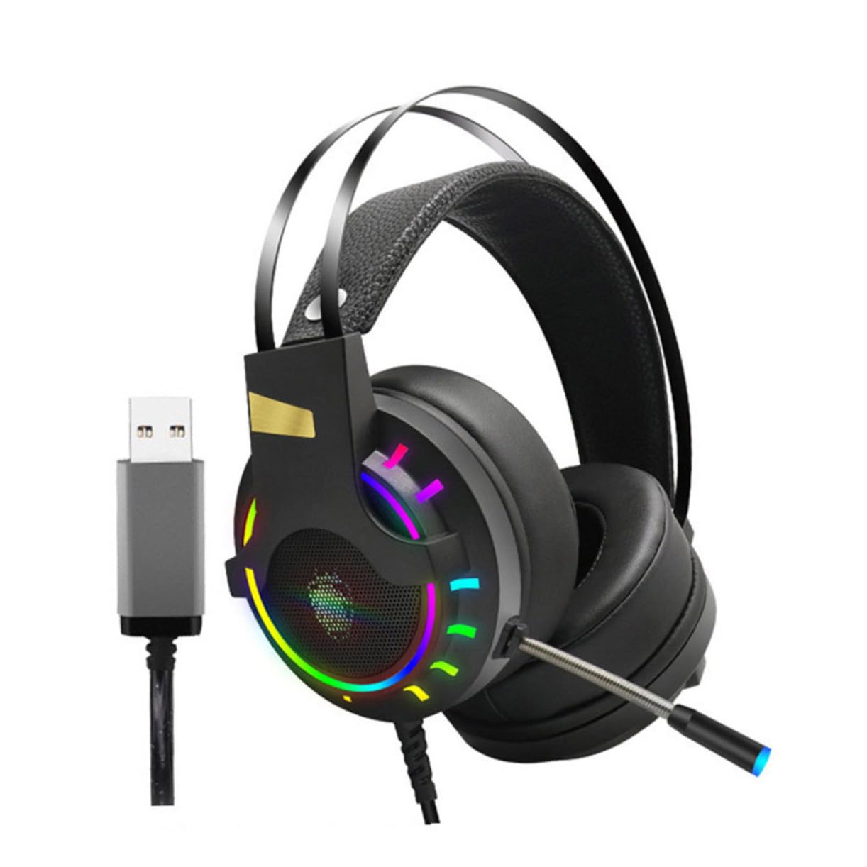 Mipcase Cuffie da Gaming Rgb con Microfono, Audio Chiaro e Bassa Rumorosità, Connettore USB Singolo, Comode per Lunghe Sessioni al PC