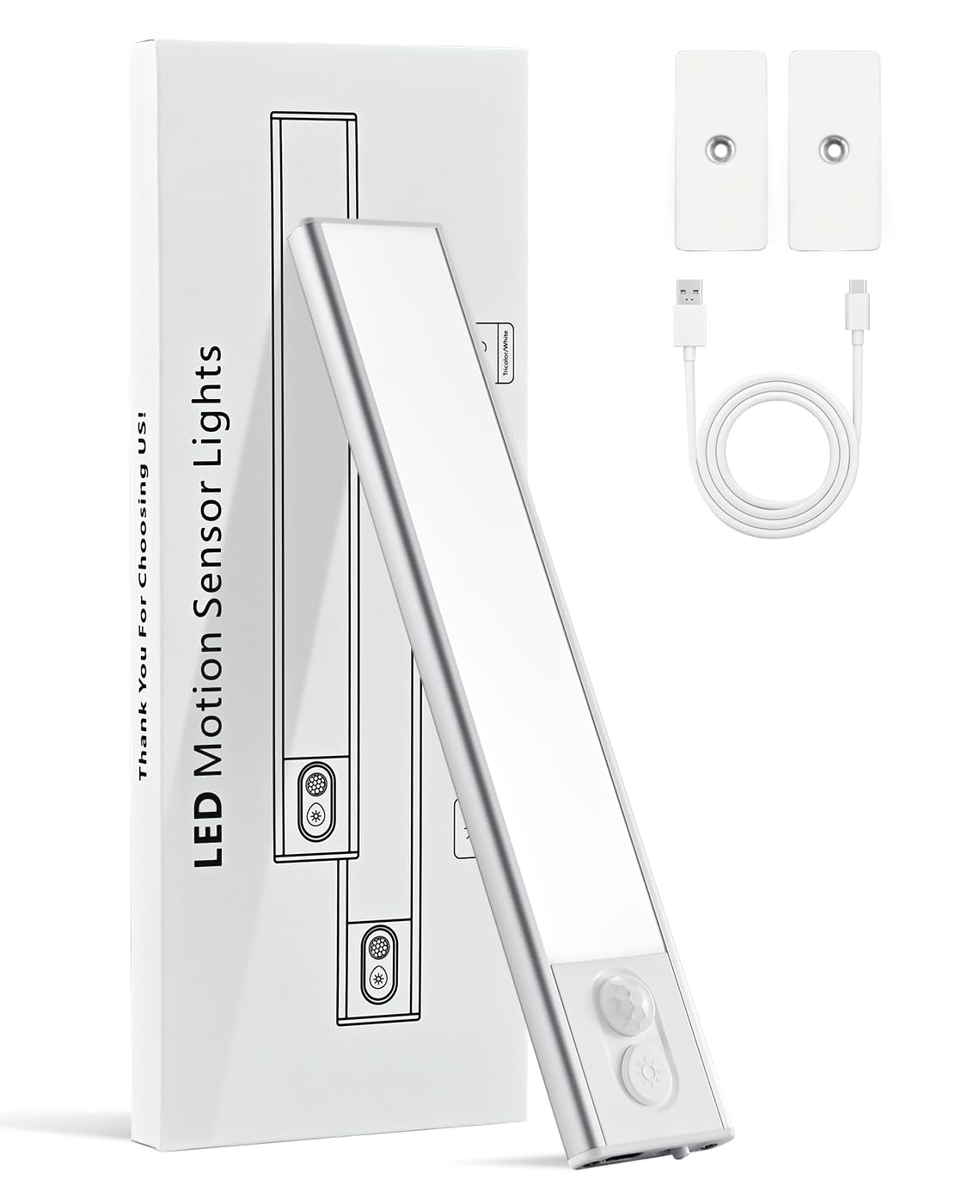 Under Counter Lights for Kitchen, Dimmable Magnetic Motion Sensor Under Cabinet Light, 1100 mAh Wireless LED Under Cabinet Lighting Rechargeable - Shelf, Closet, Stairs, Hallway