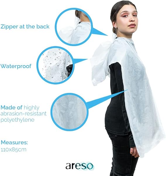 Areso – Capas Desechables para Peluqueria 100 Unidades en Rollo, Capa de Plastico para Tinte de Pelo en Mujer y Hombre, Color Blanco - 3
