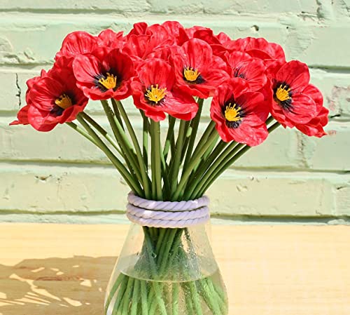 Grekywin Artificial Red Poppy 12 Pcs - Image 4
