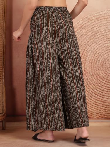 Image of COTLAND Fashions Jaipuri Cotton Printed Flared Palazzo Pants for Women