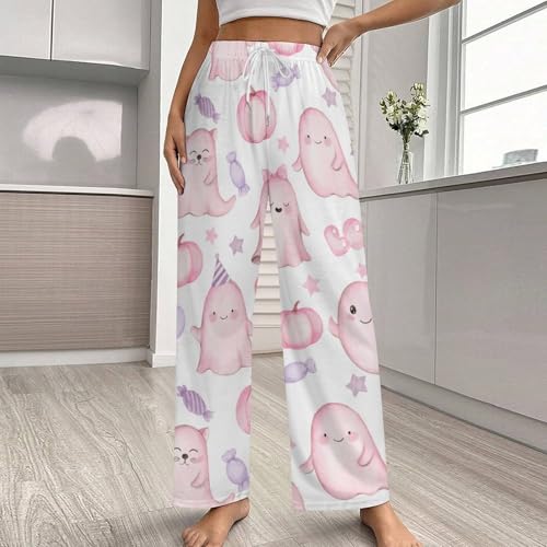 Pink Cute Ghosts Pajama Pants for Women Men Trendy Unisex Home Lounge Bottoms Sleepwear Gift2
