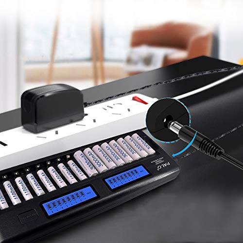 16 Bay Smart Battery Charger LCD Display for AA/AAA NiMH/NiCd Rechargeable Batteries with Built-in IC Protection & AC… - Image 6