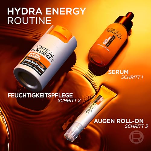 L'Oréal Men Expert XXL Gesichtspflege gegen müde Haut für Männer, Belebende Feuchtigkeitscreme 24H Anti-Müdigkeit, Gesichtscreme für Herren mit Vitamin C und Proteinen, Hydra Energy, Exklusive,1x50 ml 5