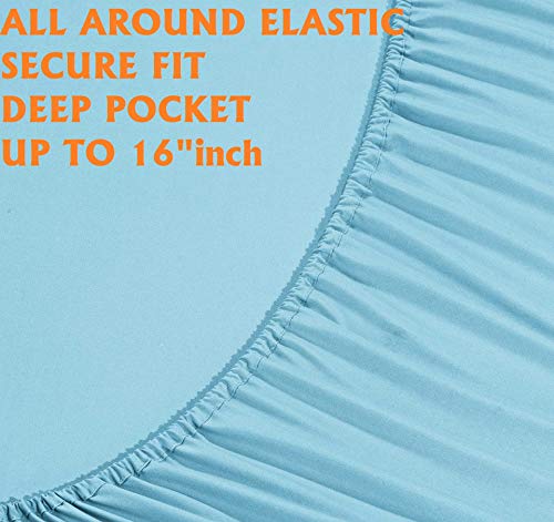 Elegant Comfort Luxury Soft Bed Sheets 1500 Premium Hotel Quality Microfiber Softness Wrinkle and Fade Resistant (6-Piece) Bedding Set, Full, Aqua Blue