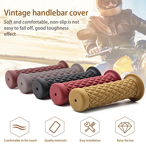 Image of Motorcycle Hand Grips, Non Slip Rubber Bar for 7 /8 inch 22mm /24mm Handles, Vintage Motorbike Thruster Grip, Handlebar for Hand Comfort, Universal for Motocross Scooter Dirt Bike, Open End (Black)