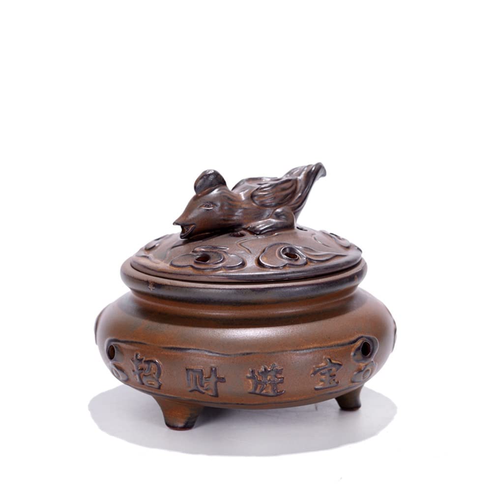 Ceramic Backflow Incense Holder 12 Zodiac Ornaments Incense Stick Burner Fragrance Holder Spiritual Reiki Yoga Meditation Gifts for Women Men (Color : Rooster)