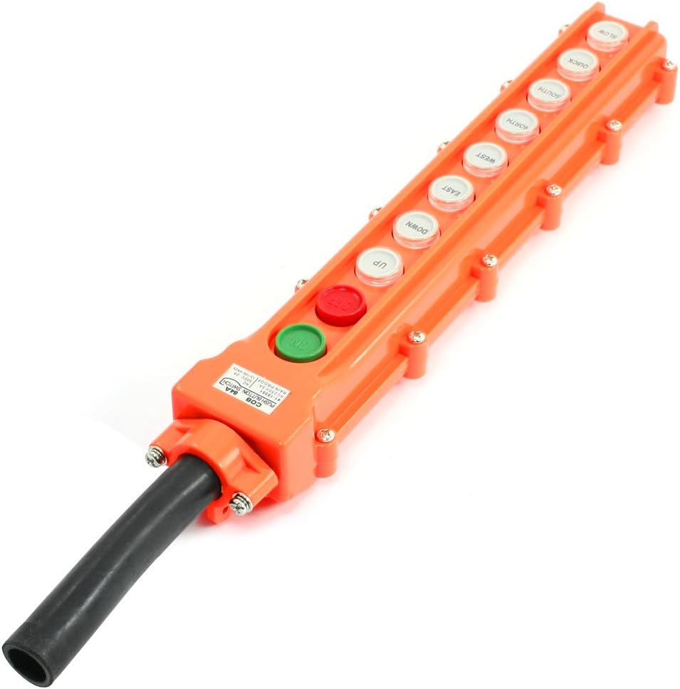 Mecion Hoist Crane Push Button Switch, Crane Pendant Control Station Crane Pendant Rainproof Hoist Push Button Switch 10 Button COB-64A