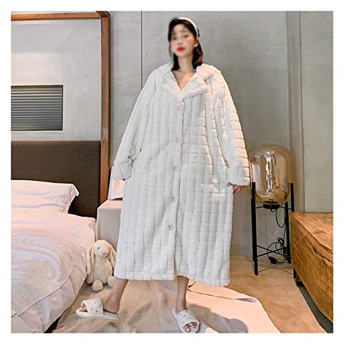 XWSM Peignoir Châle Allongé Veste Polaire Longue d'hiver Double Couche Épaississement Manteaux Outwear Peignoir Pyjama Chemise De Nuit Robe De Nuit À Capuche (Size : L/Large) Cover