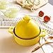 Casseruola Pentola in Ghisa Smaltata Mini Pentola Nordica Mini Tajine Color Caramella Forno Olandese Antiaderente Pentola Moderna con Coperchio Rotondo Giallo-Fuoco 1.3l Casseruola