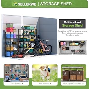 8x4x6ftresinleantoshedwaterproofoutdoorstorageshedwithfloorwindowlockabledoor2windowstoolshedforpatiogardenlawnbackyarddovegrey Urban Country Home Decor 8x4x6 ft resin lean to shed waterproof outdoor storage shed with floor window lockable door 2 windows tool shed for patio garden lawn backyard dove grey urban country home decor