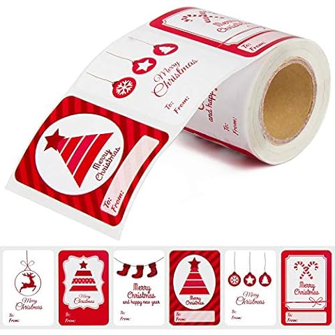 Christmas Name Tags 250pcs/Rolls, Cute Christmas Labels Stickers - 2.95x1.96 Inch Christmas Tags Stickers Loved by Kids, Christmas Gift Tags self-Adhesive, for Xms Party Gift Decorative Cover
