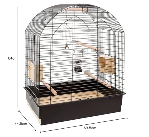 Ferplast Vogelkäfig Wellensittich Käfig Exotenkäfig, inkl. Vogelspielzeug, Vogel-Futternapf, Vogel-Sitzstangen, 69,5 x 44,5 x h 84 cm.