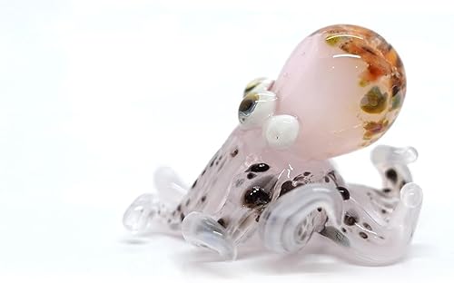 Miniatura 8 de Sansukjai Figuras pequeñas de pulpo, vidrio soplado a mano, animales, regalo coleccionable para decoración del hogar (líquido transparente)