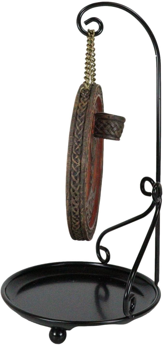Ebros Gift Nature Spirit Green Celtic Yggdrasil Tree of Life with Sacred Knotwork Roots Round Medallion Disk Backflow Incense Cone Holder Burner Hanging On Display Stand Home Fragrance Accessory