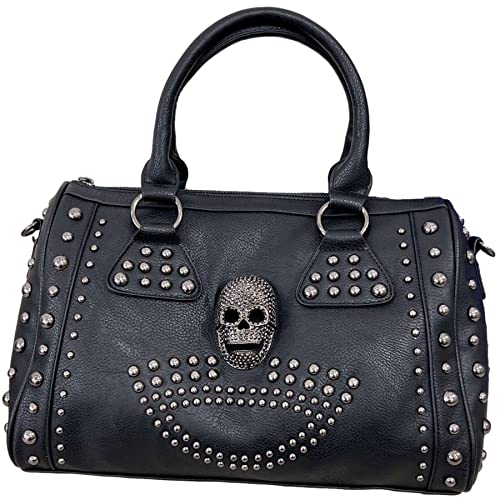 Ro Rox Rogue Large Studded Skull Gothic Faux Leather Duffle Bag
