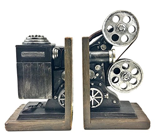 Bellaa 20904 Vintage Camera Bookends Film Movie Projector Book Shelves Cottage Farmhouse Antiques Home Decor Black And Silver 8 Inch #TOP2