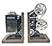 Bellaa 20904 Vintage Camera Bookends Film Movie Projector Book Shelves Cottage Farmhouse Antiques Home Decor Black and Silver 8 Inch