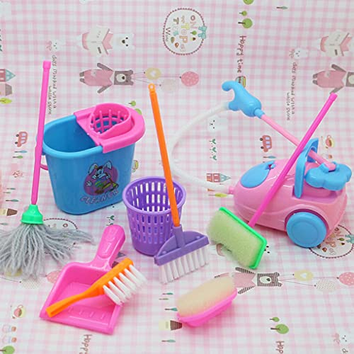 WUUOSSYUIS 9 pçs/conjunto mini esfregona vassoura brinquedos kit de ferramentas de limpeza artigos d