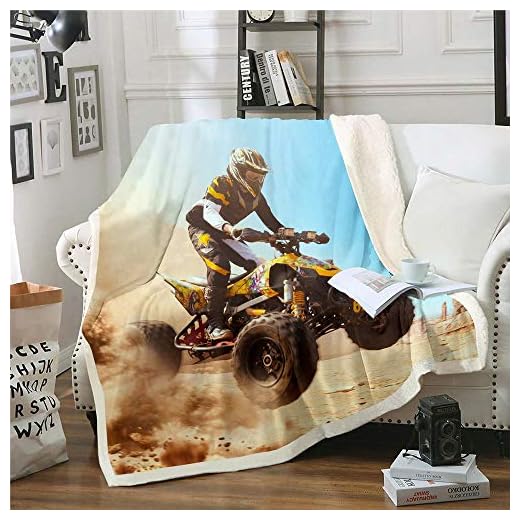 Homewish Mantas de cama de motocicleta para crianças, meninos, adolescentes, quadriciclistas, estampadas, flanela, para sofá, sofá, veículo motorizado, bicicleta, cobertor leve e felpudo, tamanho do