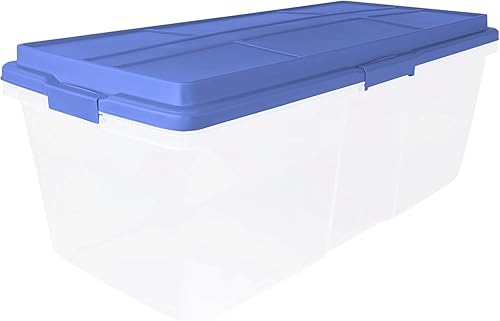 Miniatura 5 de 2-Pack 113 Quart Clear Plastic Stackable Storage Bin - with Locking Latches, Smoke Blue, Ideal for HomeOffice, Stores Crafts, Household & Seasonal