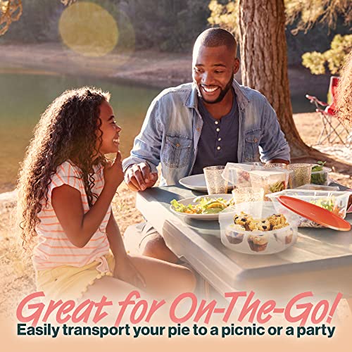 Pie Carrier Cake Storage Clear Container With Red Lid | 10.5" Large Round Plastic Cupcake Cheesecake Muffin Flan Cookie Tortilla Holder Storage Containers Airtight | Pie Keeper Transport Container #TOP6