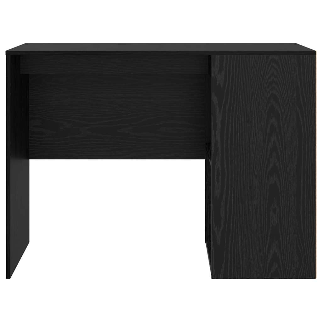 Scrivania con mensola, colore nero, effetto rovere, 102 x 50 x 75 cm, moderna scrivania per computer per casa, ufficio, robusto materiale in legno con spazio di archiviazione
