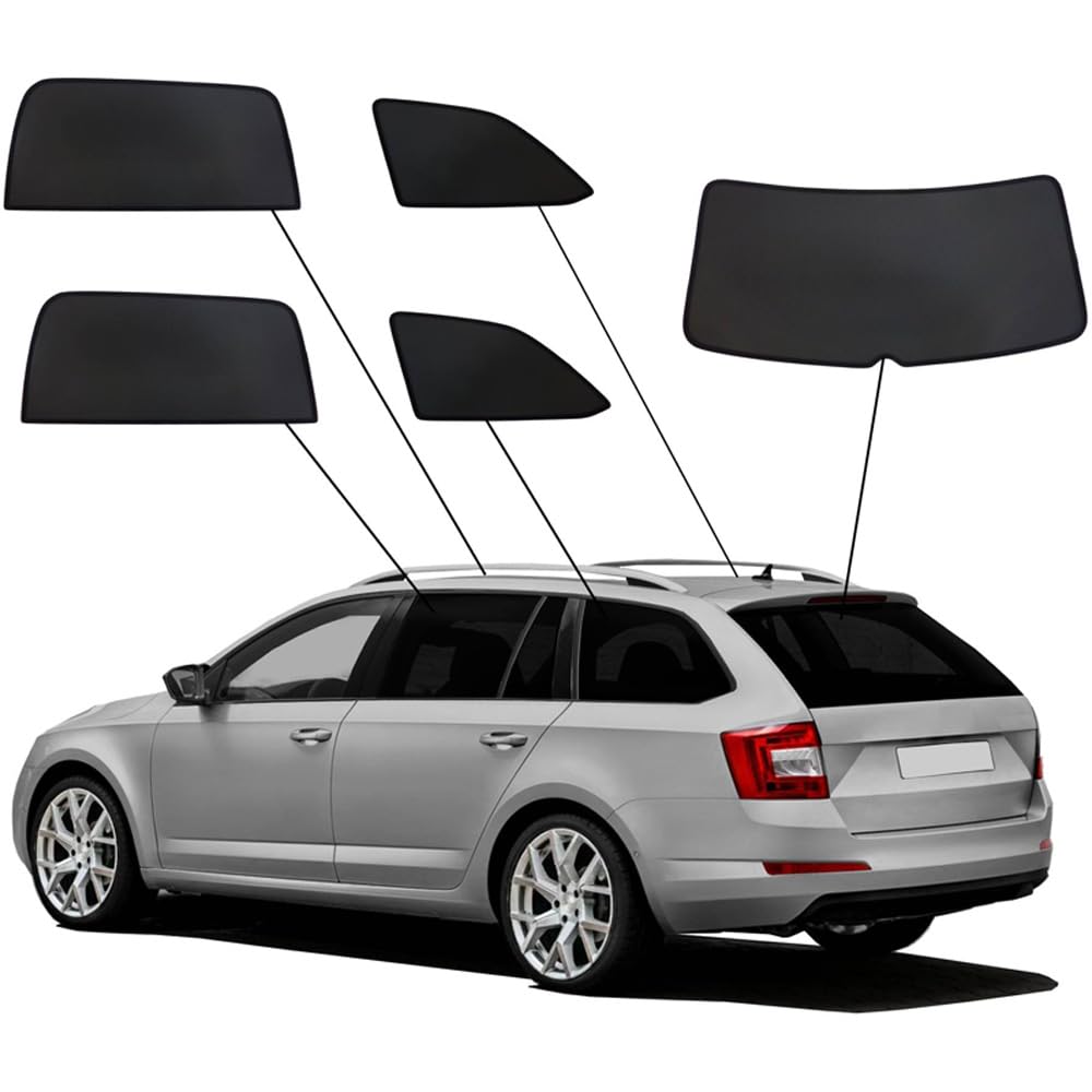 Sicht- & Sonnenschutz kompatibel mit Skoda Octavia III (5E) Kombi 2013-2017 & Facelift 2017-2020, Schwarz