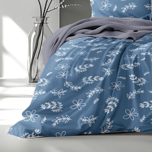 Image of Organza Super Soft Glaze Cotton King Size All Season Double Bed AC Comforter (Blue Blossom, Comforter)