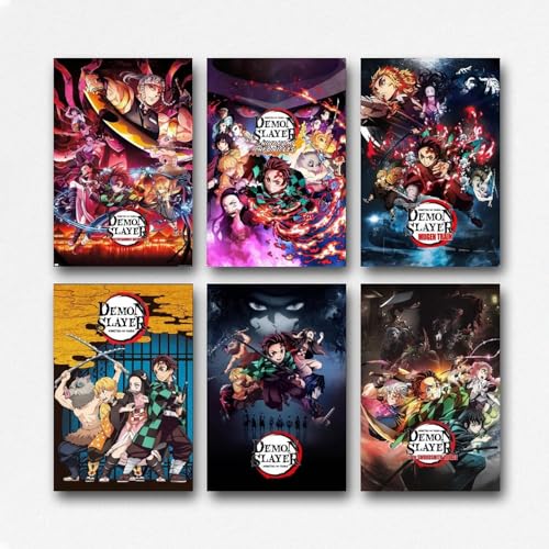 Generisch A Juego de 6 pósteres de Demon Slayer Vintage Classic Anime Movie Cover para habitaciones, arte estético de la pared, póster de decoración de dormitorio 08 x 12 pulgadas (20 x 30 cm)