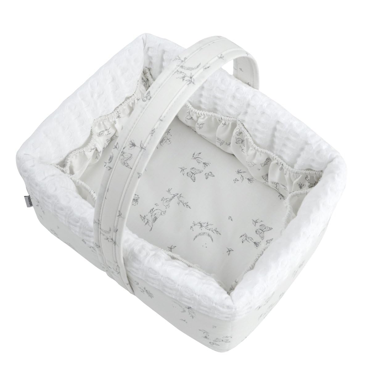 Cambrass - canastilla bebé recien nacido - cesta de almacenamiento para artículos de higiene del bebé - organizador de pañales multifuncional - Merlo crudo 22.5x29x29 cm