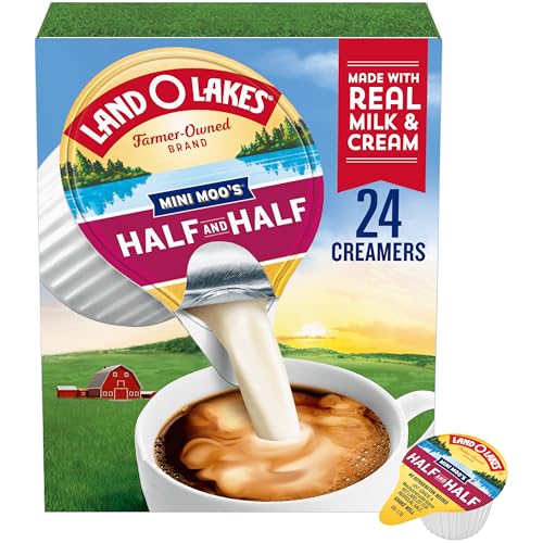 Land O Lakes Mini Moo’s Half And Half Pre-Portioned Creamer Singles, Shelf-Stable, 0.30 fl oz (24 Count)