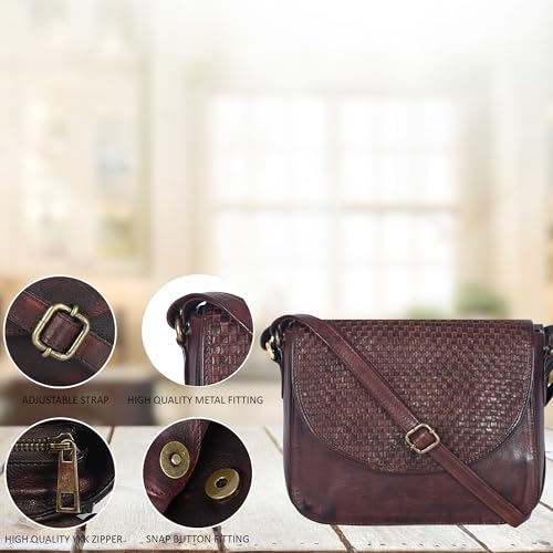 Image of Genuine Leather Shoulder Crossbody Purse For Women with Adjustable Strap, Mobile Pocket & Outside & Inside Zipper